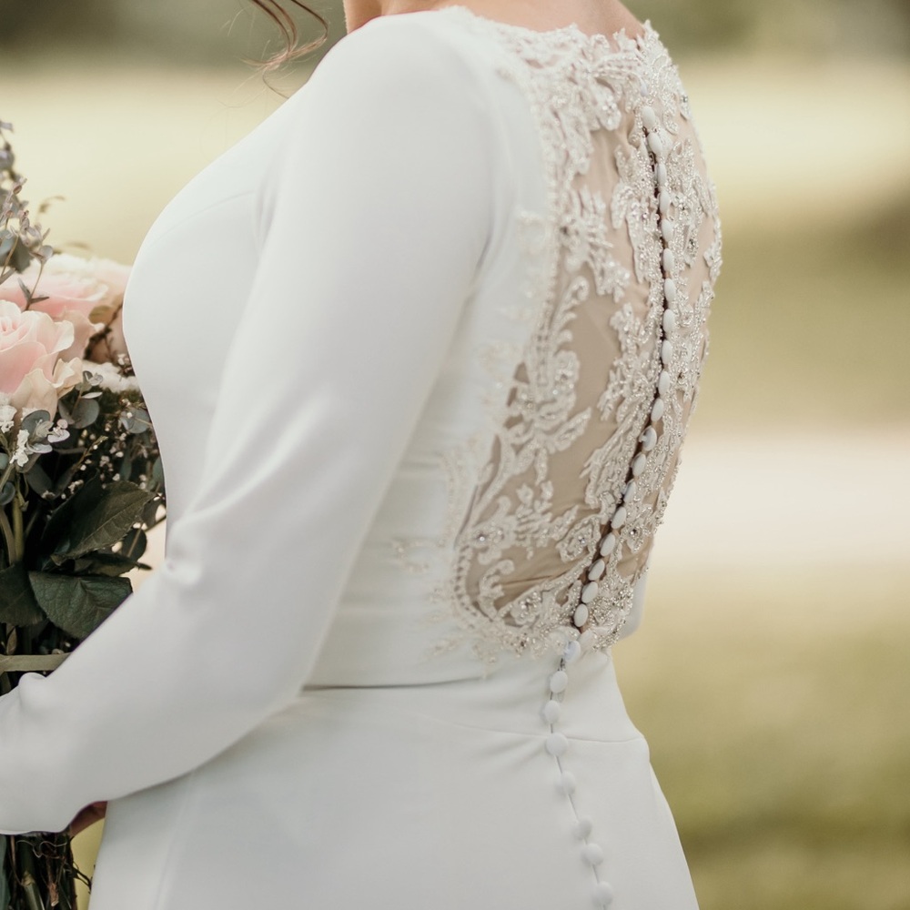 Pronovias Anabel Wedding Dress * Long sleeve, Simple, Modest * Size 12